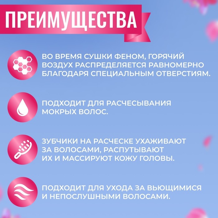 Расчёска массажная, широкая, вентилируемая, 8,5 × 20,5 см, PVC коробка, цвет голубой/розовый Расчёска массажная, широкая, вентилируемая, 8,5 × 20,5 см, PVC коробка, цвет голубой/розовый