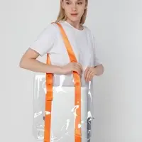 Шопер Clear Fest, прозрачный с оранжевыми ручками Шопер Clear Fest, прозрачный с оранжевыми ручками