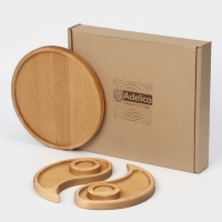 Подарочный набор деревянной посуды Adelica «Инь-янь», менажница 2 шт, поднос, подсвечник 2 шт, берёза Подарочный набор деревянной посуды Adelica «Инь-янь», менажница 2 шт, поднос, подсвечник 2 шт, берёза