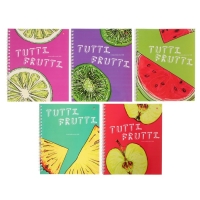 Тетрадь А5+, 48 листов в клетку на гребне FRESH&FRUITY, обложка мелованный картон, глянцевая ламинация, МИКС Тетрадь А5+, 48 листов в клетку на гребне FRESH&FRUITY, обложка мелованный картон, глянцевая ламинация, МИКС