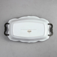 Блюдо &laquo;Роза&raquo;, 2.5 л, прямоугольное, золотая обводка, фарфор, Иран