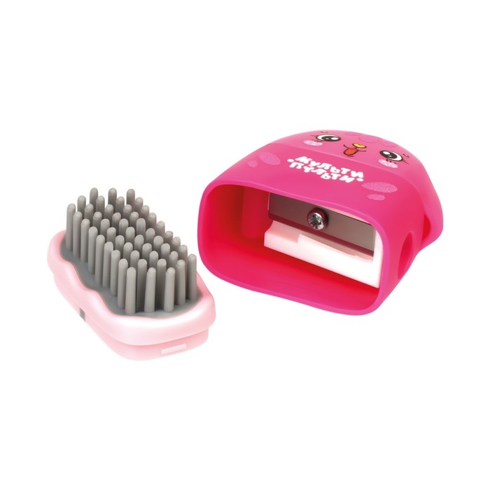 Точилка пластиковая с ластиком Мульти-Пульти Точилка пластиковая с ластиком Мульти-Пульти "Милашки", 1 отверстие, с контейнером МИКС