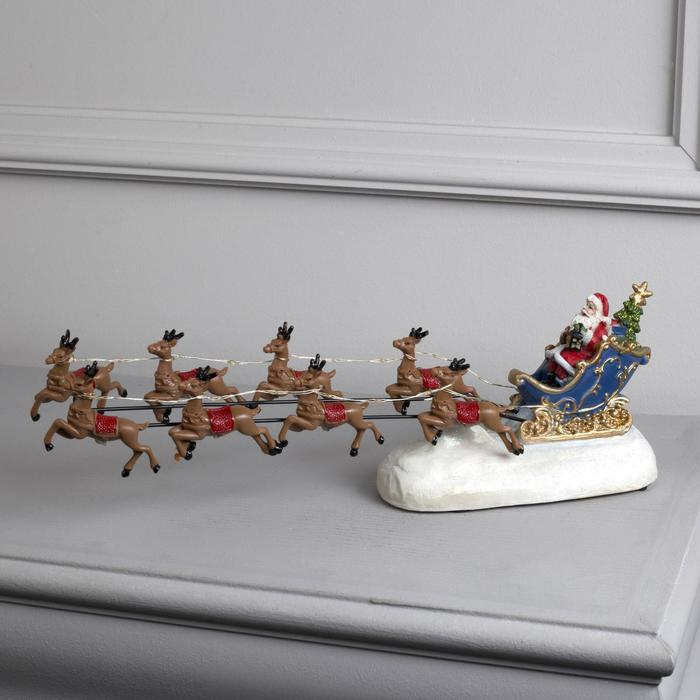 Светодиодная фигура &laquo;Упряжка Деда Мороза&raquo; 38 &times; 12 &times; 10 см, полистоун, батарейки ААх3 (не в комплекте), свечение мульти