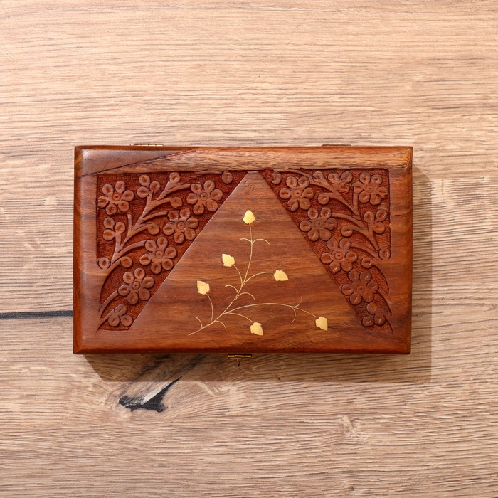 Шкатулка Шкатулка "Листики" дерево 20х13х6 см