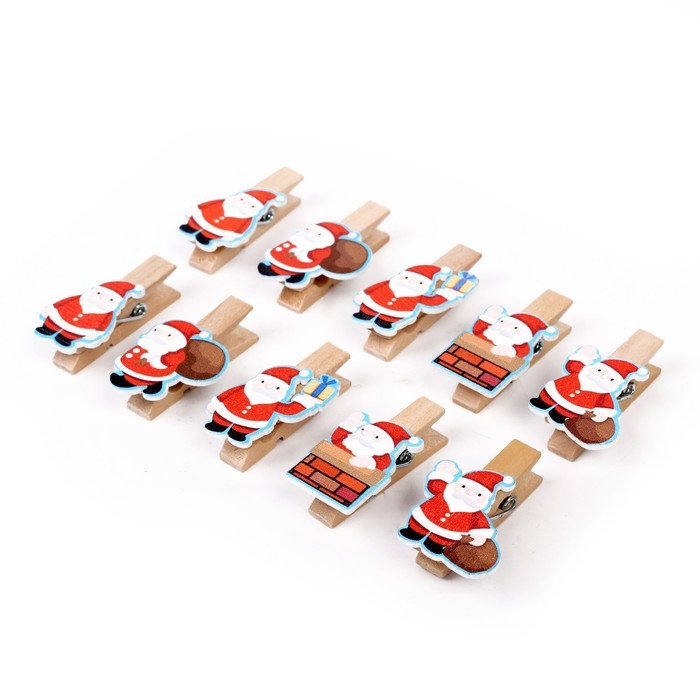 Набор декоративных прищепок Набор декоративных прищепок "Дед Мороз" набор 10 шт.