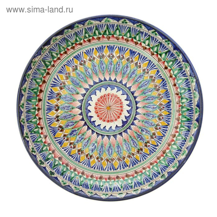 Ляган Риштанская Керамика Ляган Риштанская Керамика "Узоры", 25 см, синий микс