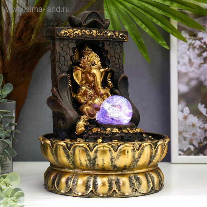 Фонтан настольный от сети, подсветка Фонтан настольный от сети, подсветка "Ганеша у арки" 28х20,5х20,5 см