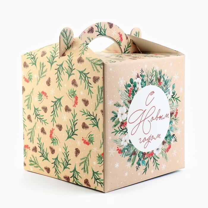 Коробка кондитерская с окном, сундук, &laquo;С Новым годом!&raquo; 20 х 20 х 20 см, Новый год