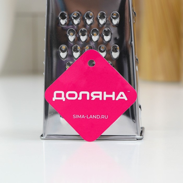 Тёрка четырёхгранная Доляна &laquo;Металлик&raquo;, 9&times;7&times;19 см, цвет хромированный