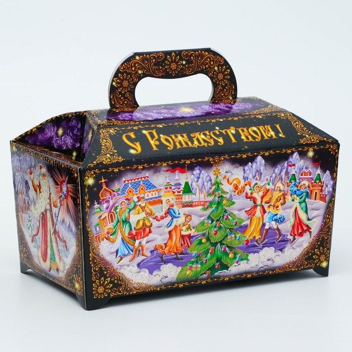 Новый год. Подарочная коробка Новогодняя Сундук обновленный Новый год. Подарочная коробка Новогодняя Сундук обновленный "Зимние забавы" 25 х 15 х 15,5 см.