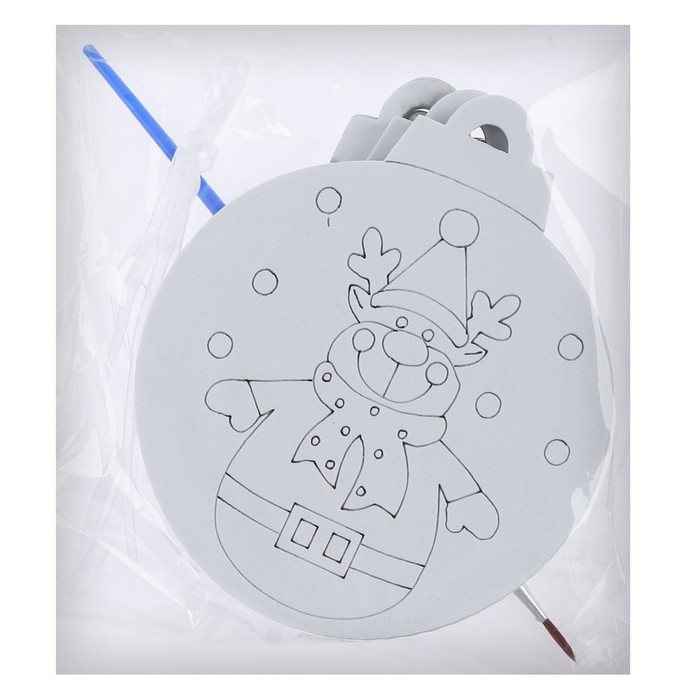 Ёлочное украшение под раскраску &laquo;Снег&raquo; 4 шт., кисть