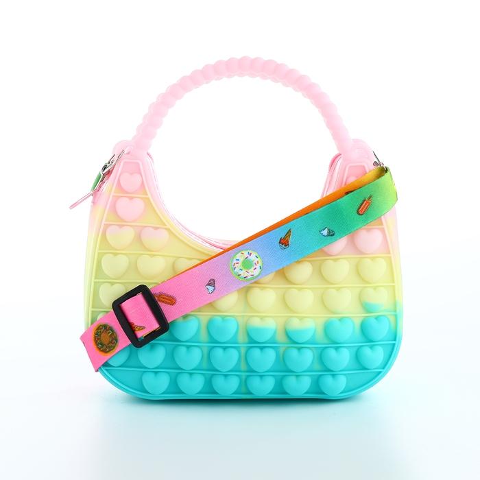 Сумка детская для девочки на молнии &laquo;Выбражулька&raquo;, pop it, цвет розовый/жёлтый/бирюзовый