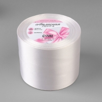 Лента атласная, 75 мм × 23 ± 1 м, цвет белый №01 Лента атласная, 75 мм × 23 ± 1 м, цвет белый №01