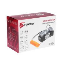 Компрессор автомобильный TORSO, двухпоршневой 12В, подсветка, 85 л/мин, провод 2.5 м Компрессор автомобильный TORSO, двухпоршневой 12В, подсветка, 85 л/мин, провод 2.5 м