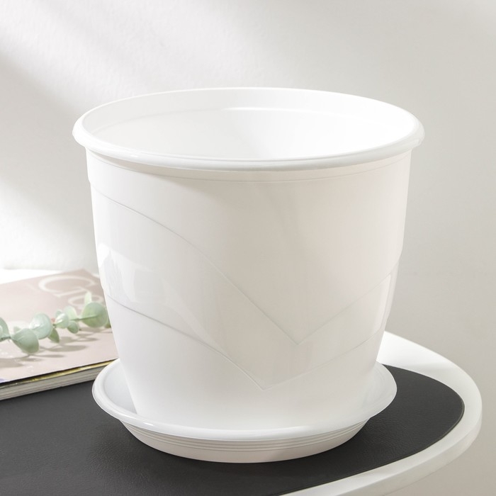 Горшок для цветов с поддоном &laquo;Венеция&raquo;, 5,5 л, d=23 см, белый
