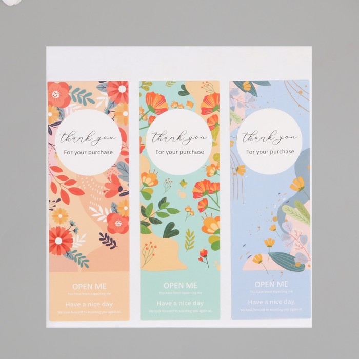 Наклейка бумага благодарность Наклейка бумага благодарность "Краски лета" набор 60 шт 10х10 см