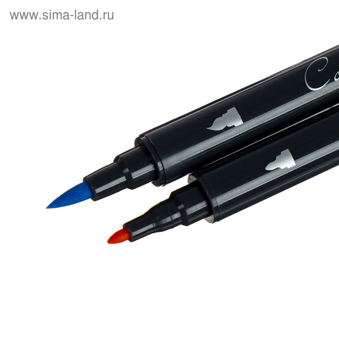 Набор художественных маркеров "Сонет", 12 цветов, водная основа, двусторонний: пулевидная/кисть, основные цвета, 150411173