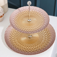 Блюдо 2-х ярусное «Барокко», d=21/28 см, цвет золотой с розовый Блюдо 2-х ярусное «Барокко», d=21/28 см, цвет золотой с розовый