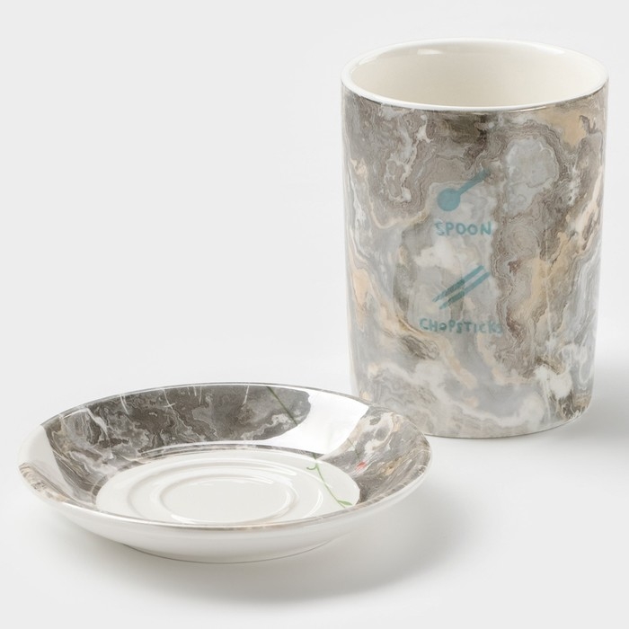 Подставка керамическая для столовых приборов &laquo;Вилка-ложка&raquo;, 13,5&times;13,5&times;12,5 см