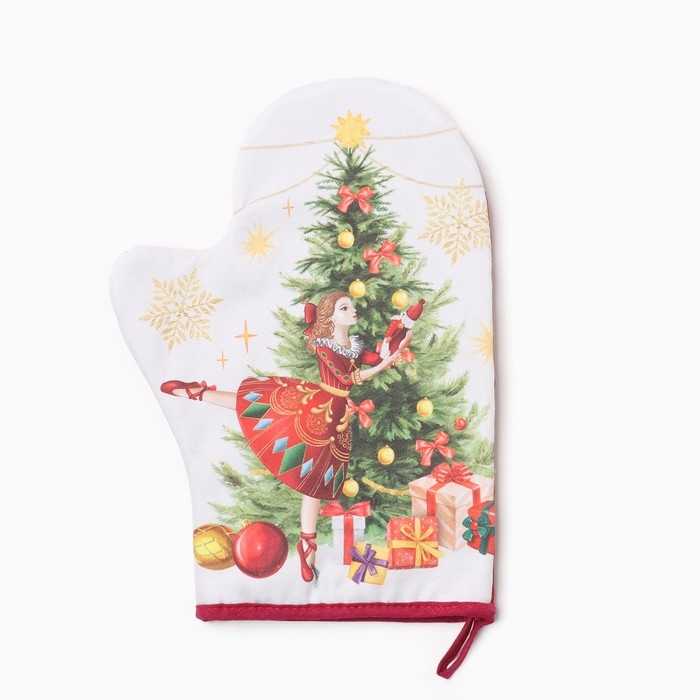 Новый год.Варежка-прихватка Этель "Щелкунчик" 20х28 см, 100% хл, ватин 250 г/м2