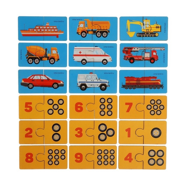 Пазлы для малышей &laquo;Машинки и счет&raquo;