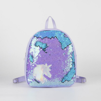 Рюкзак детский для девочки с пайетками &laquo;Единорог&raquo;, отдел на молнии, цвет голубой