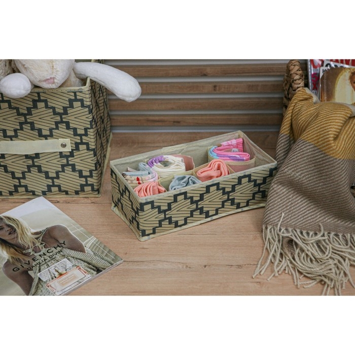 Органайзер для хранения белья Доляна &laquo;Гэтс&raquo;, 8 ячеек, 28&times;14&times;10 см, цвет бежевый