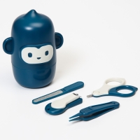 Набор маникюрный детский &laquo;Обезьянка&raquo;: ножницы, щипчики, пилочка, пинцет, цвет синий