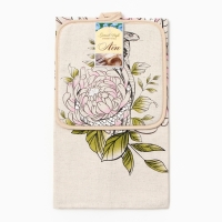 Кухонный набор "Кобра в цветах" (полот. 39х60 + прихв. 18х18см) 160г/м, лен50% хл50%