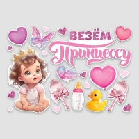 Набор магнитов на авто &laquo;Везем принцессу&raquo;, на выписку, 42 см х 29,7 см