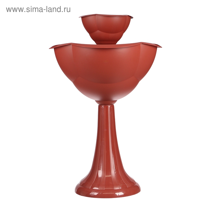 Клумба пластиковая, 2 яруса, d = 25–55 см, h = 87 см, на высокой ножке, коричневая Клумба пластиковая, 2 яруса, d = 25–55 см, h = 87 см, на высокой ножке, коричневая