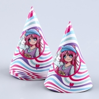 Набор бумажной посуды одноразовый Аниме», фуксия: 6 тарелок, 1 гирлянда, 6 стаканов, 6 колпаков Набор бумажной посуды одноразовый Аниме», фуксия: 6 тарелок, 1 гирлянда, 6 стаканов, 6 колпаков