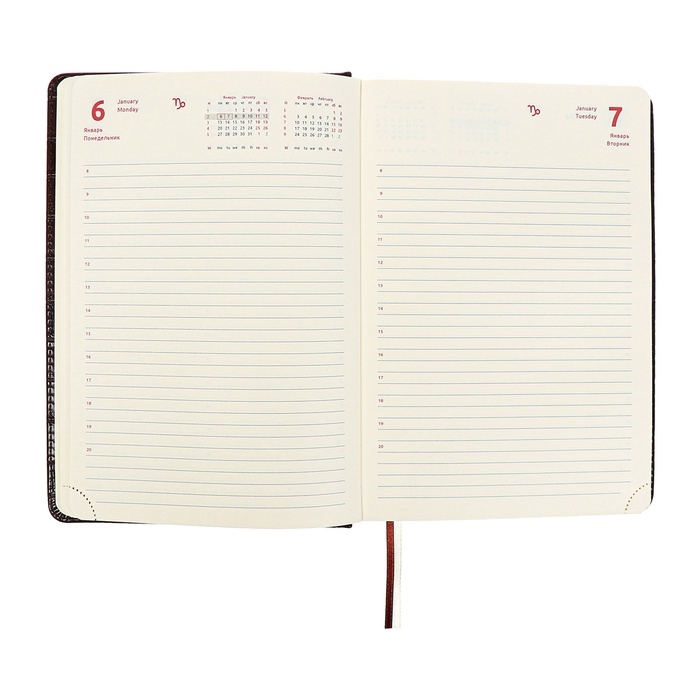 Ежедневник датированный 2024 A5 176 листов, deVENTE.Belcanto, твёрдая обложка из искусственной кожи с поролоном, ляссе, кремовый блок 70 г/м2, коричневый