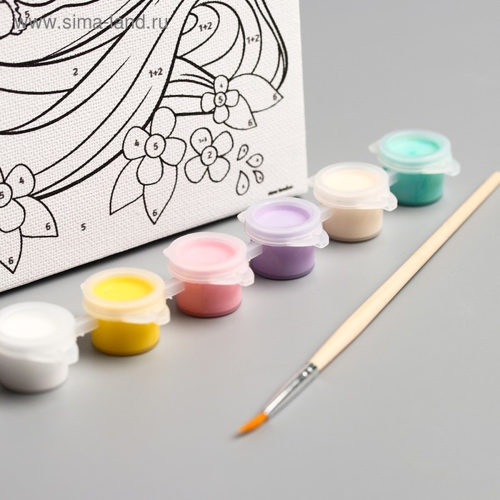 Картина по номерам для детей Картина по номерам для детей "Рапунцель" 21х15 см, Принцессы