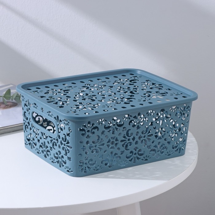 Контейнер для хранения с крышкой &laquo;Узор&raquo;, пластик, 25&times;19&times;10 см, цвет МИКС