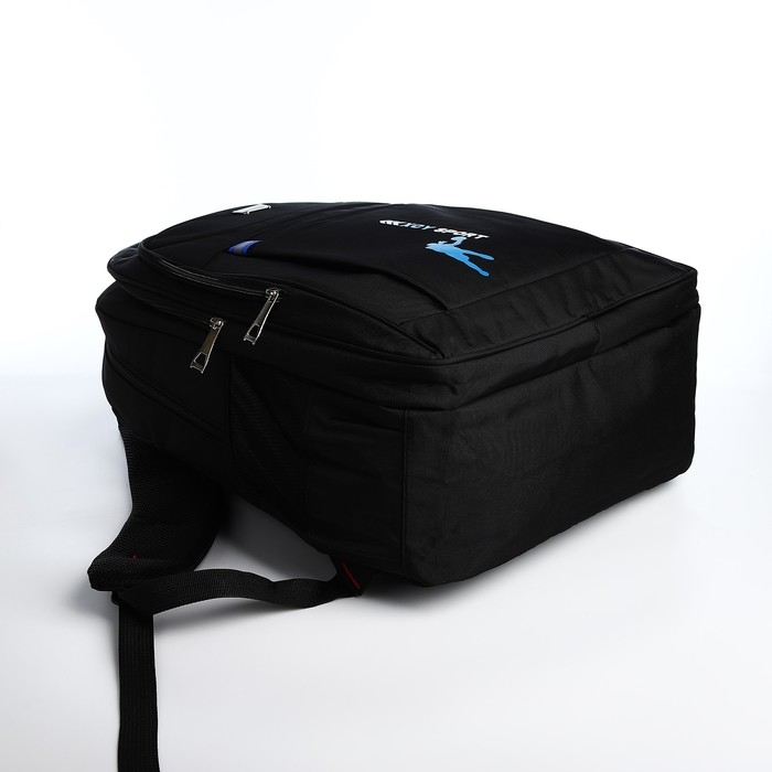 Рюкзак молодёжный из текстиля, 2 отдела на молнии, 3 кармана, цвет чёрный/синий Рюкзак молодёжный из текстиля, 2 отдела на молнии, 3 кармана, цвет чёрный/синий