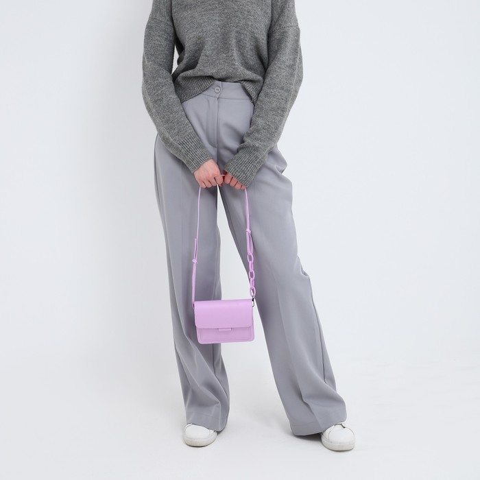Сумка женская-мессенджер, цвет cиреневый 17х14х6 см