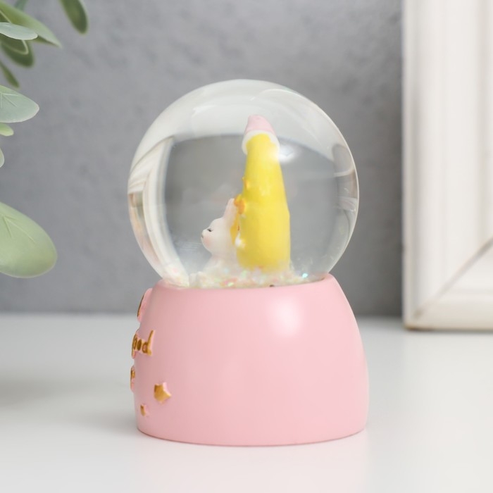 Сувенир полистоун водяной шар свет Сувенир полистоун водяной шар свет "Зайчик на месяце" МИКС 4х4х6,7 см