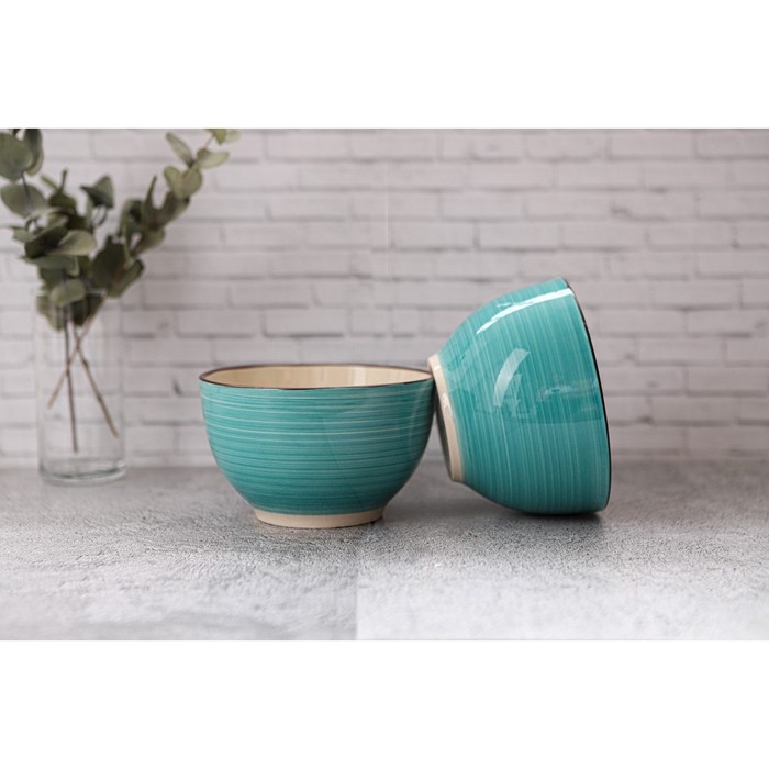 Салатник керамический Доляна «Морской мир», 800 мл, d=14 см, цвет голубой Салатник керамический Доляна «Морской мир», 800 мл, d=14 см, цвет голубой