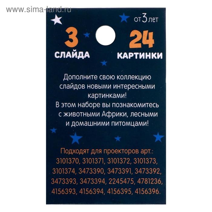 Слайды для проектора &laquo;Зверята&raquo;, набор, 3 слайда, 24 картинки