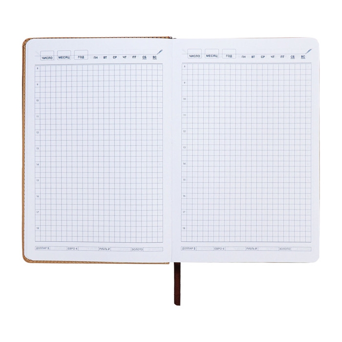 Ежедневник недатированный, А5, 140л, клетка, обл.кожзам, с хлястиком, Полоски бежевый