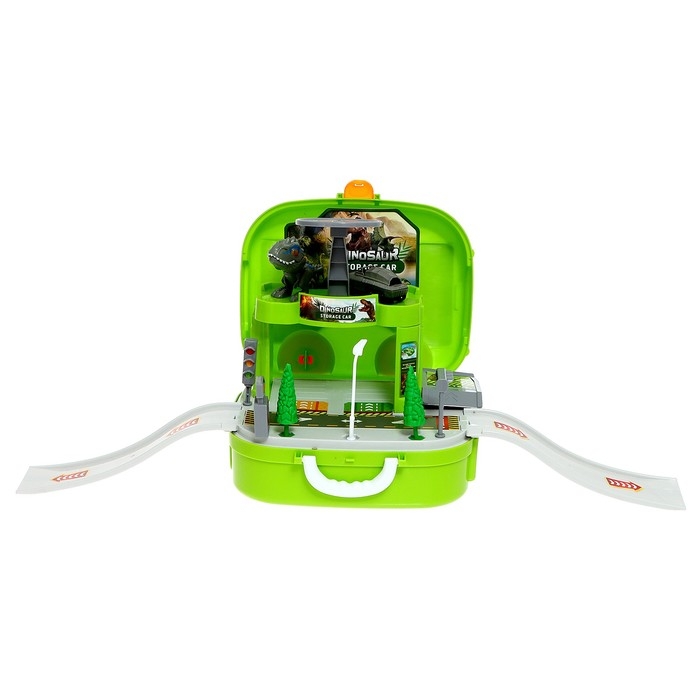 Парковка &laquo;Динозавр&raquo;, в рюкзаке, с вертолётной площадкой, 1 динозавр, 1 машина