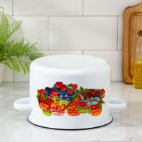 Кастрюля эмалированная, 4,5 л, рисунок МИКС, цвет белый