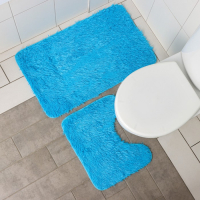 Коврики для ванной и туалета Доляна «Пушистик», 2 шт: 40×50, 50×80 см цвет голубой Коврики для ванной и туалета Доляна «Пушистик», 2 шт: 40×50, 50×80 см цвет голубой