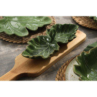 Менажница 2 ячейки Доляна «Лист», 21,8×6,9 см, цвет зелёный Менажница 2 ячейки Доляна «Лист», 21,8×6,9 см, цвет зелёный