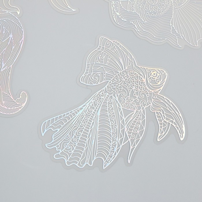 Наклейки для творчества "Голография. Рыбки" d=10 см набор 10 шт 0,2х14х11 см