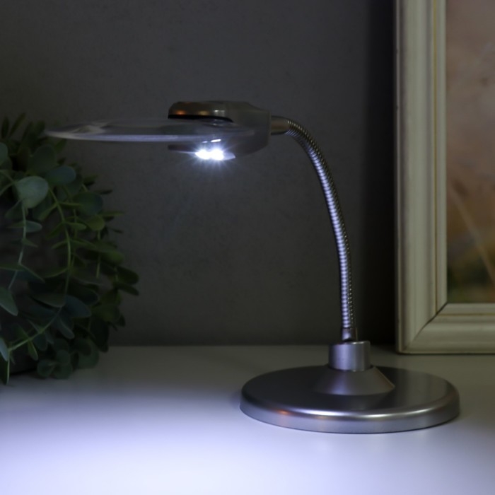 Лампа-лупа х2,5 х6 для творчества LEDx2 от 3 LR1130 линзы d=2 см и 9 см 12х34,5 см