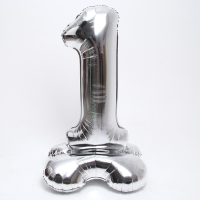 Шар фольгированный 50" &laquo;Цифра 1&raquo;, на подставке, серебро