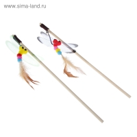 Дразнилка-удочка "Стрекоза", деревянная палочка 40 см, микс цветов Дразнилка-удочка "Стрекоза", деревянная палочка 40 см, микс цветов