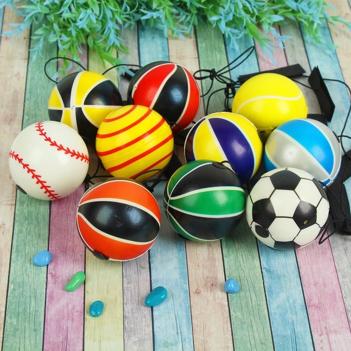 Мяч &laquo;Спорт&raquo;, мягкий, на резинке, цвета МИКС